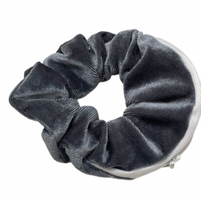 Sally - zip secret pocket scrunchie - Grey velvet