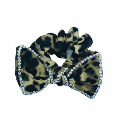 Sofia - Bold Leopard Print DiamantÃ© Bow Scrunchies