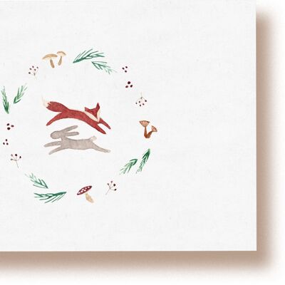 Jouons au lapin et au renard | carte postale