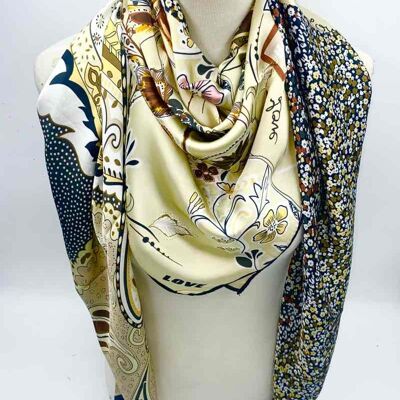 Large black silk touch scarf SS101