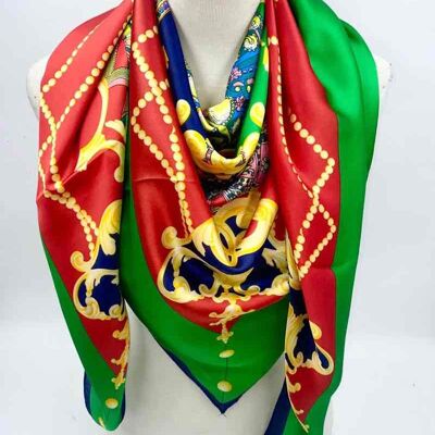 Large red silk-touch scarf