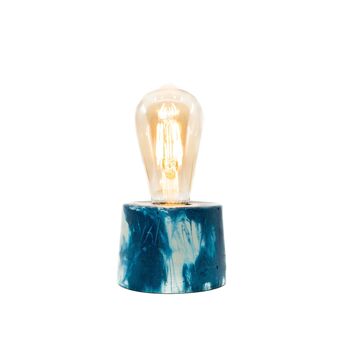 Lampe béton marbré bleu pétrole 2