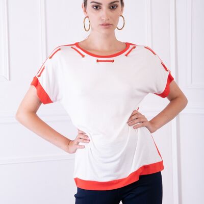 T-shirt bicolor con cordino