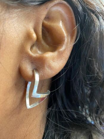 Boucles d'oreilles créoles argentées Quadrant 3
