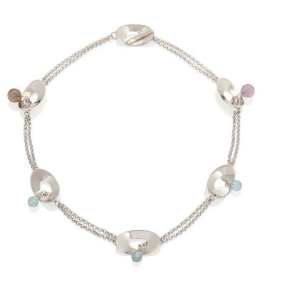 Gemstones Necklace - Silver floating oval