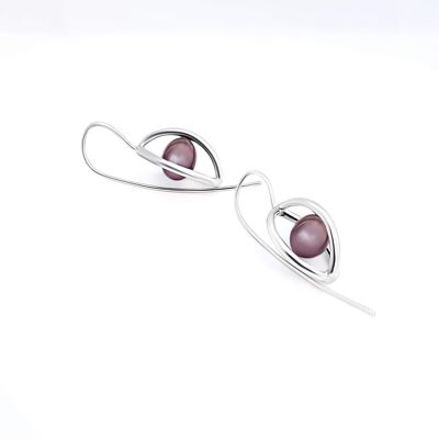 Sterling Silver and Black Pearl Earrings