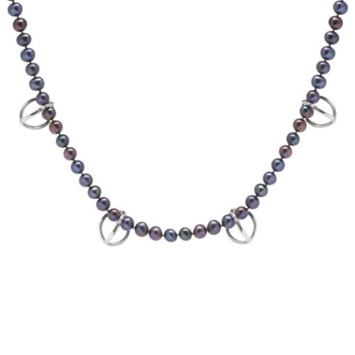 Sapphire and Pearl necklace - Silver Juntos and pearl