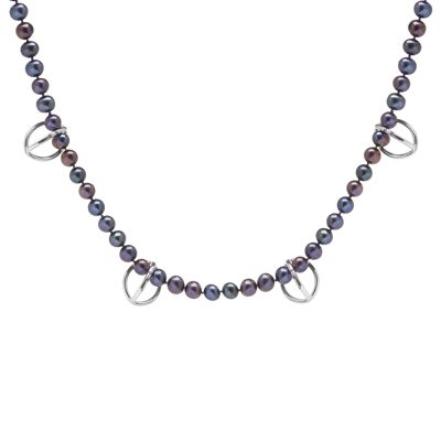 Sapphire and Pearl necklace - Silver Juntos and pearl