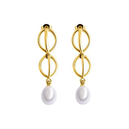 Handmade Gold and Pearl Dangling Earrings -Bliss pearl and gold Earrings