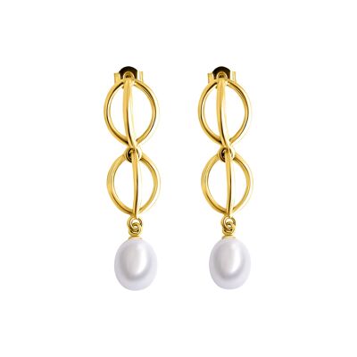 Handmade Gold and Pearl Dangling Earrings -Bliss pearl and gold Earrings