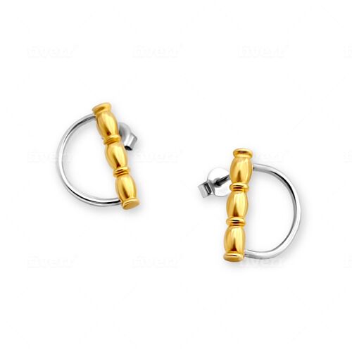 Minimalist Gold Stud Earrings - Bliss two tone D Stud earrings