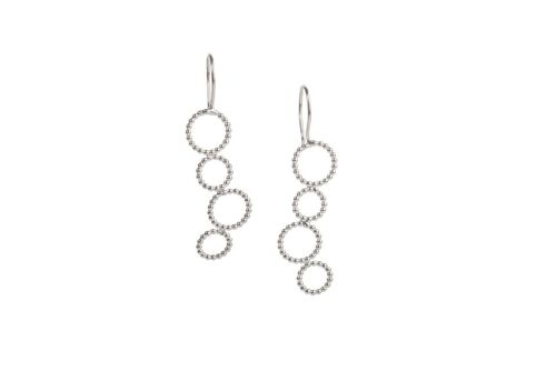 Sterling Silver Dangle Earrings - Silver Bubble Long Earrings