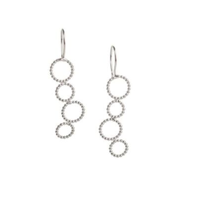 Sterling Silver Dangle Earrings - Silver Bubble Long Earrings