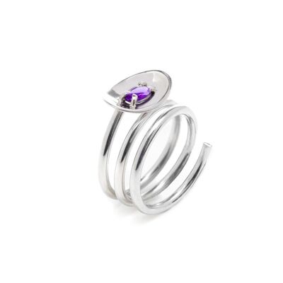 Silver Oval Ring with Gemstone
