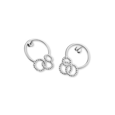 Silver hoop Earring - front facing bubble cluster hoop Earrings