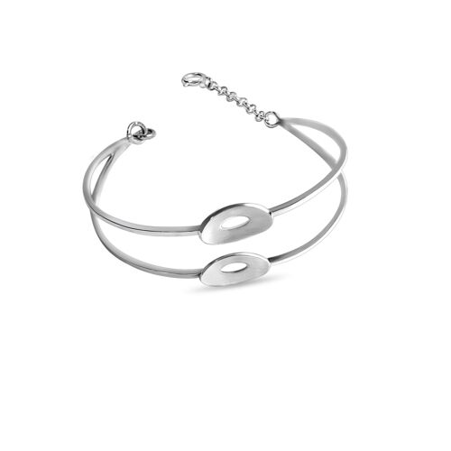 Double floating oval Silver Bangle