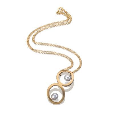 Modern Gold and Pearl Necklace - Ocean Drop Necklace