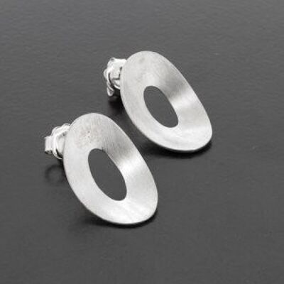 Silver floating oval stud Earrings
