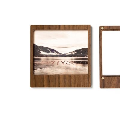 Pack of 2 retro picture frames magnetic size 'L' - nut | Wood