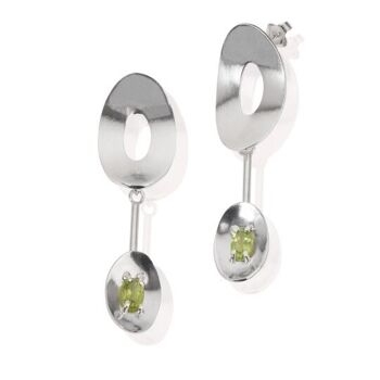 Boucles d'oreilles en argent sterling avec pierres précieuses - Boucles d'oreilles pendantes péridot ovales flottantes