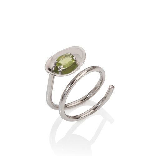 Contemporary Sterling Silver and Peridot Ring