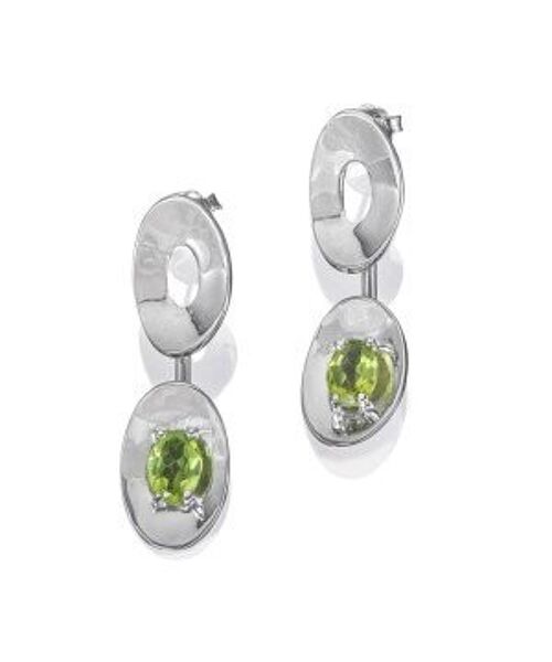 Unsual Sterling silver Earring with Peridot - Double Floating oval Drop