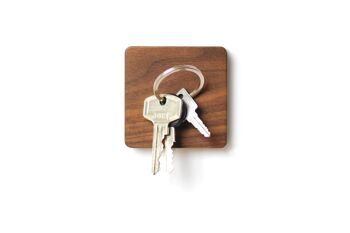 Porte-clés magnétique 'extra fort' - écrou | bois | carré 1
