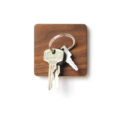 Magnetic key holder 'extra strong' - nut | wood | square