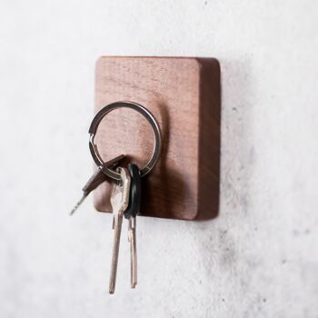 Porte-clés magnétique 'extra fort' - écrou | bois | carré 2