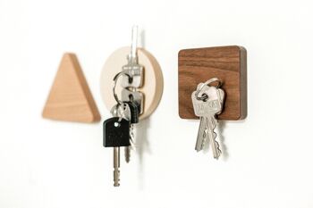 Porte-clés magnétique 'extra fort' - écrou | bois | carré 3