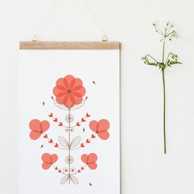 Poppy poster • wooden frame • handmade paper