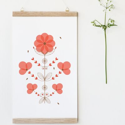 Poppy poster • wooden frame • handmade paper