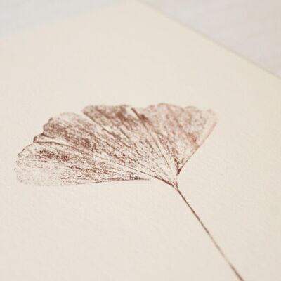 Ginkgo • small poster • vegetal imprint Warm brown