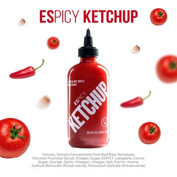 Ketchup ESPICY 250 ml | Ketchup avec une touche épicée | Combiné avec la sauce ESPICY | Sans gluten | Convient aux végétaliens | Explosion de Saveurs | Fabriqué en Espagne |... 2