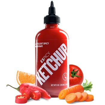 Ketchup ESPICY 250 ml | Ketchup avec une touche épicée | Combiné avec la sauce ESPICY | Sans gluten | Convient aux végétaliens | Explosion de Saveurs | Fabriqué en Espagne |... 1