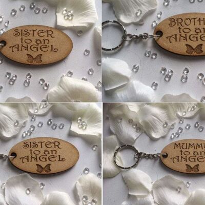 Oval Engraved 'Angel' Keyrings - Sister to an Angel