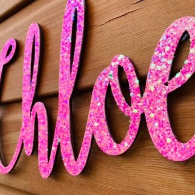 Large Wooden Cursive Name - With Glitter 400mm
