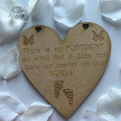There is no footprint' engraved heart
