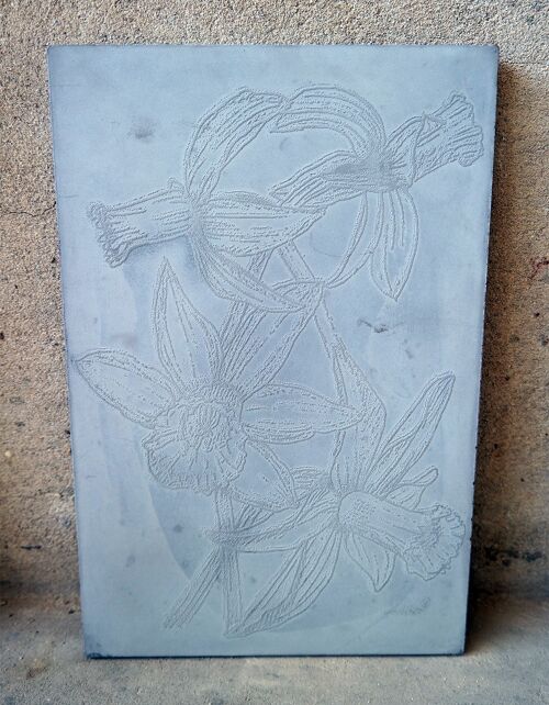 Concrete art panel - Daffodils