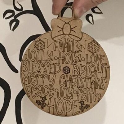 Blank Christmas Bauble with Bow and Christmassy Words