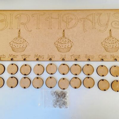 Blank Birthday Board with Cupcake Design with 24 tags - 10 Tags
