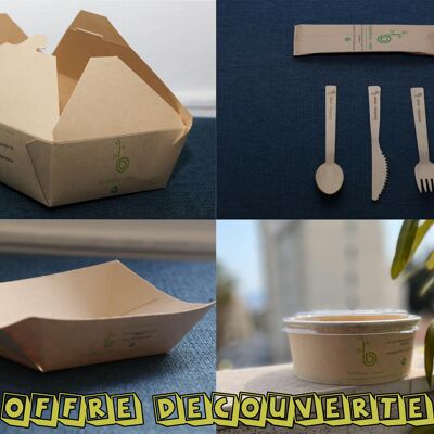 Kit découverte BAMBOO RESET (Couverts, bols en bambou, lunchbox en bambou et barquettes en bambou)