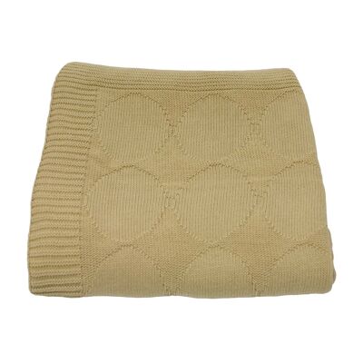 knitted cotton blanket-ochre-large