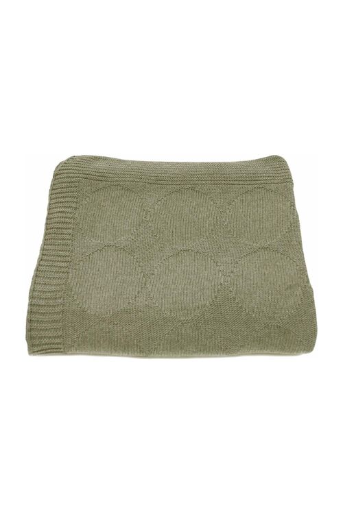 knitted cotton blanket Spots olive green large