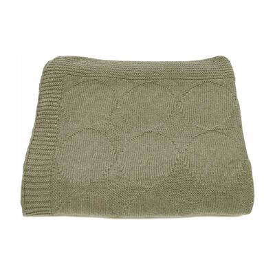 knitted cotton blanket Spots olive green large