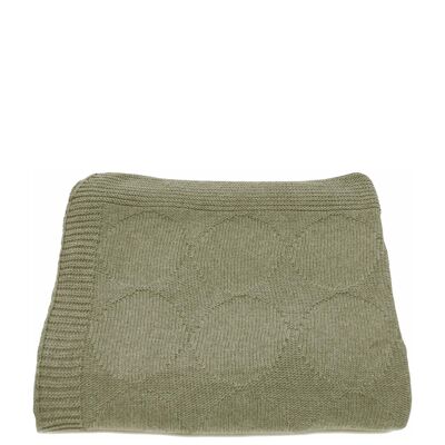 knitted cotton blanket-olive green-large