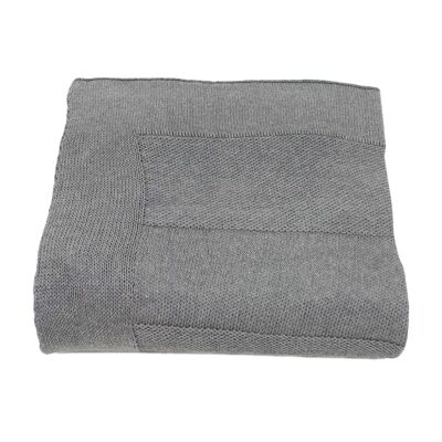 knitted cotton blanket-grey-large*