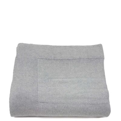 couverture tricotée en coton Urban gris clair large
