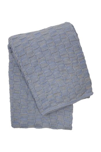 couverture en coton tricoté gouttes mêlées bleu ciel moyen 1