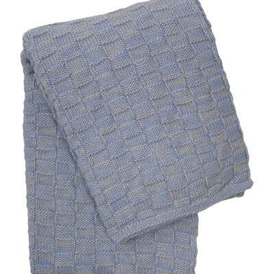 knitted cotton blanket drops melee heavenly blue small